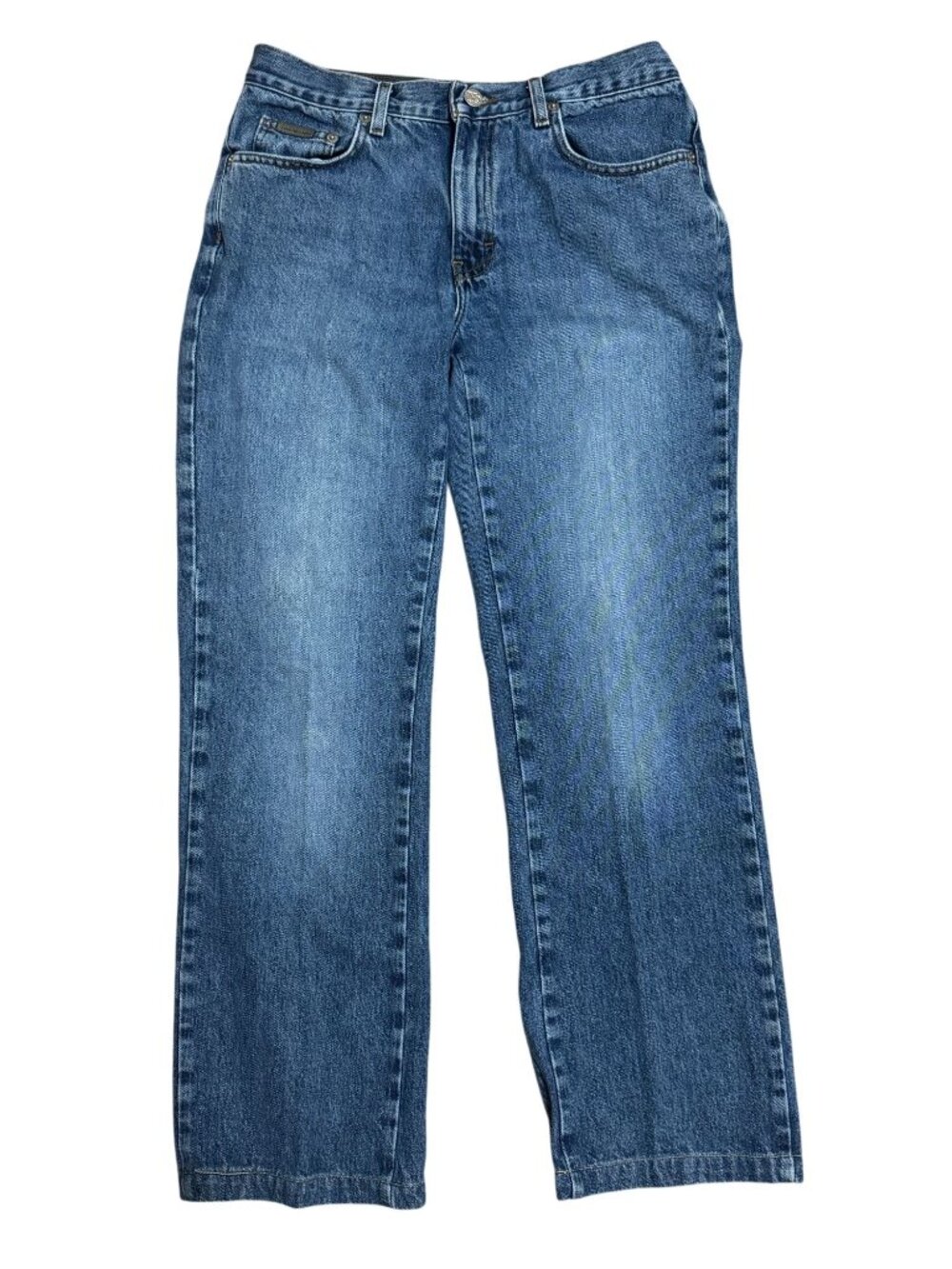 Y2K Calvin Klein Boot Cut Jeans Mid Rise  Sandblast Blue Cotton Mexico Size 8